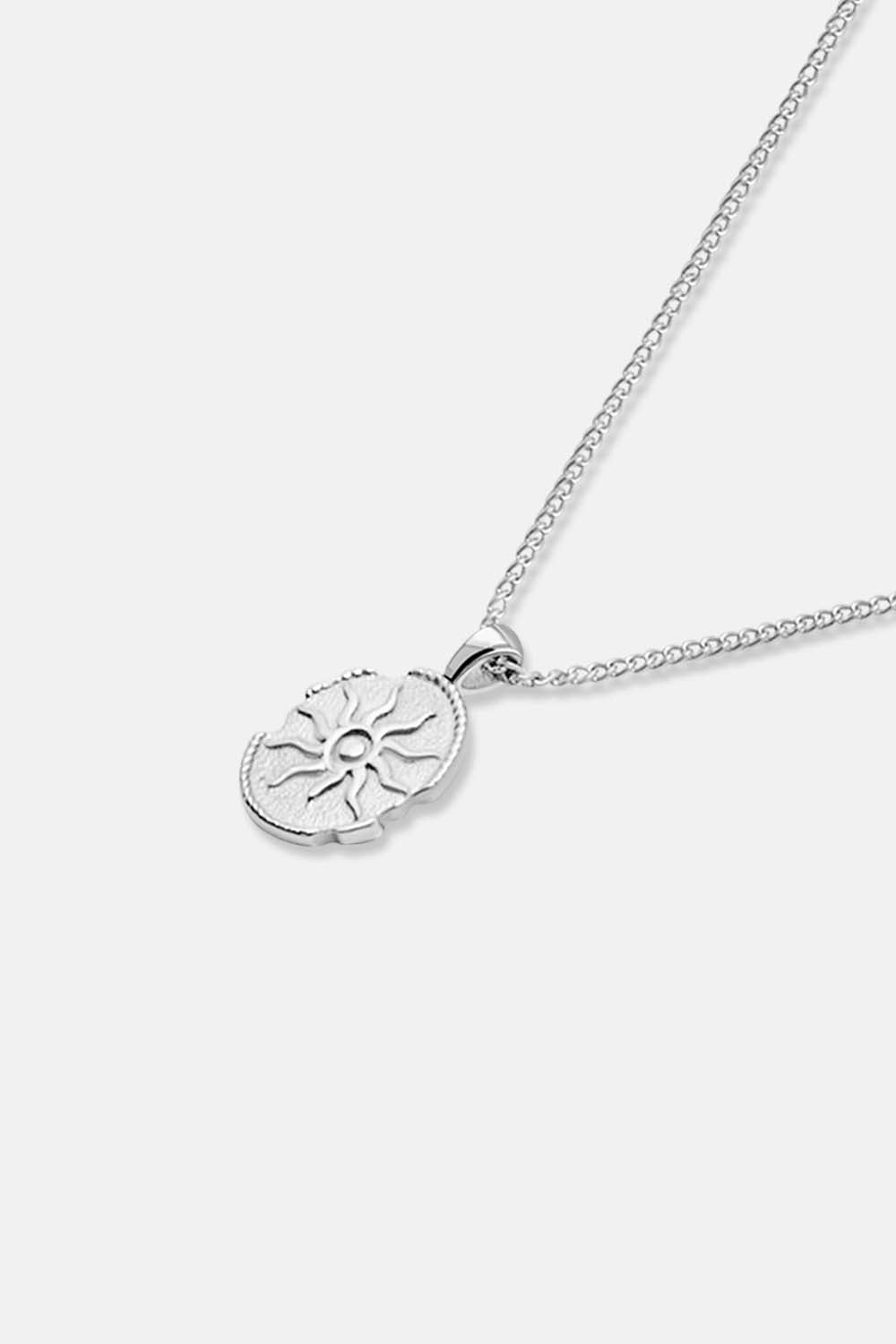 EXCITÀRE Eclipse Necklace in silver, angled side view showcasing chain design