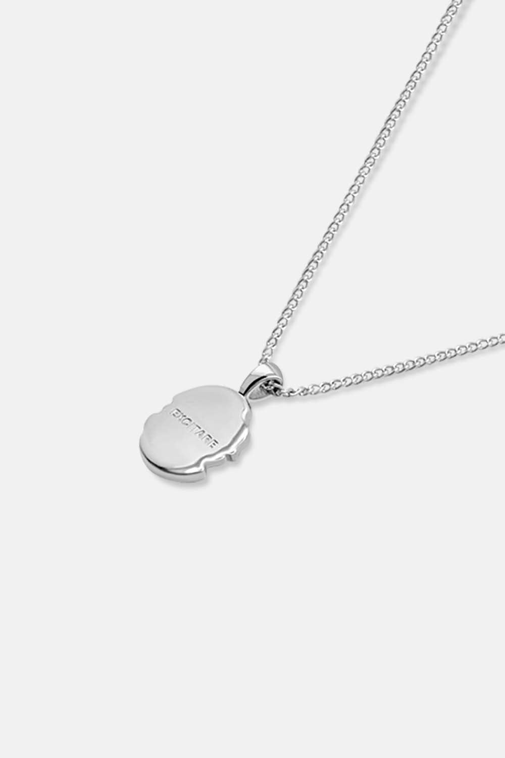 EXCITÀRE Eclipse Necklace in silver, back view highlighting clasp and chain