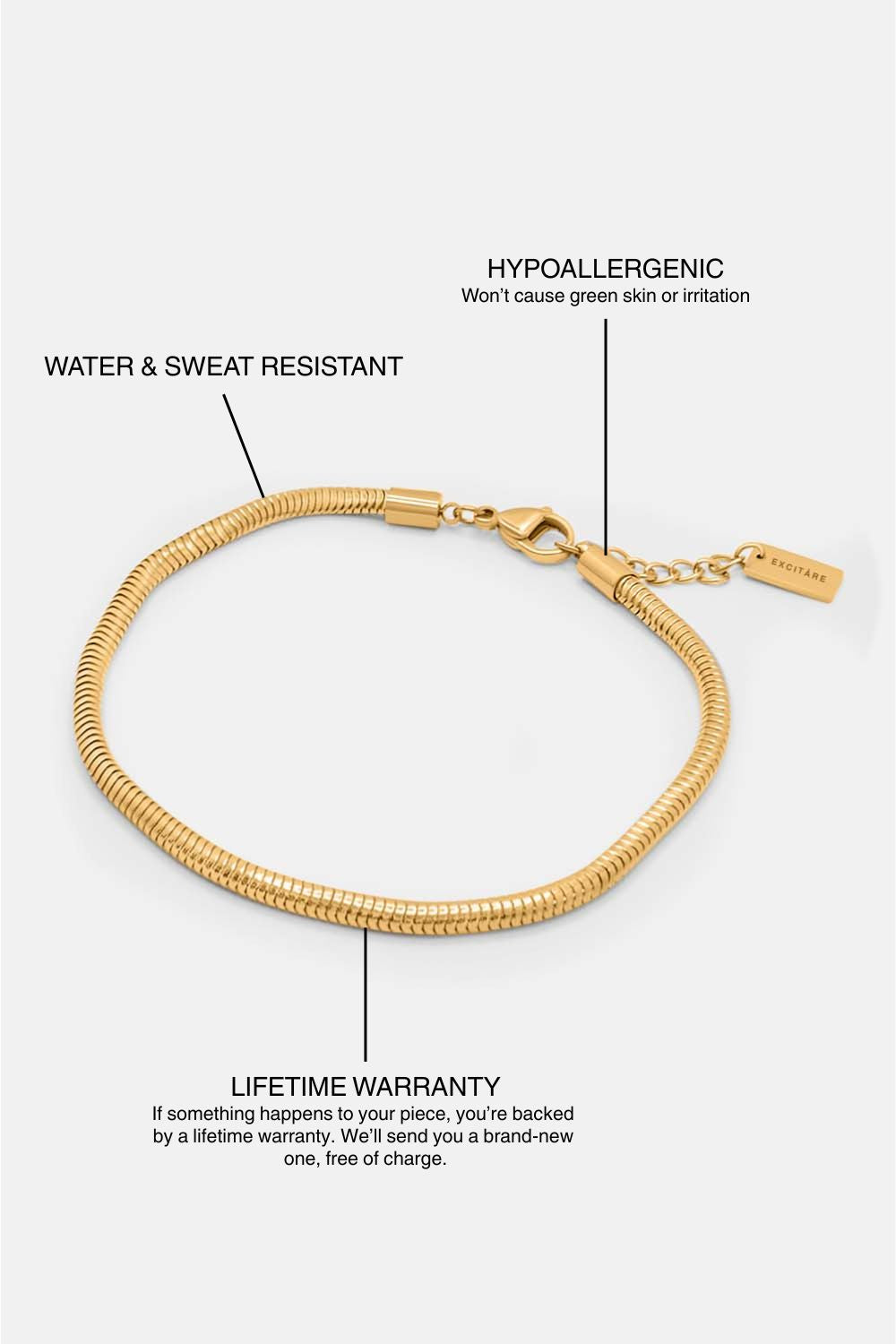 EXCITÀRE Figaro Bracelet in gold, side view highlighting chain design
