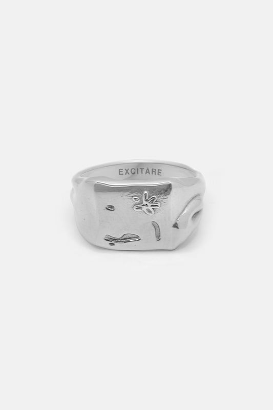 EXCITÀRE Flower Ring in silver, front view product photo