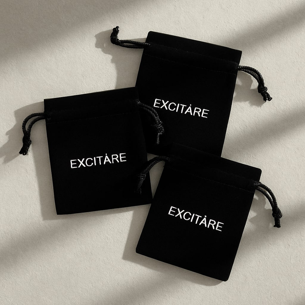 EXCITÀRE velvet jewelry pouches used for presenting and storing jewelry